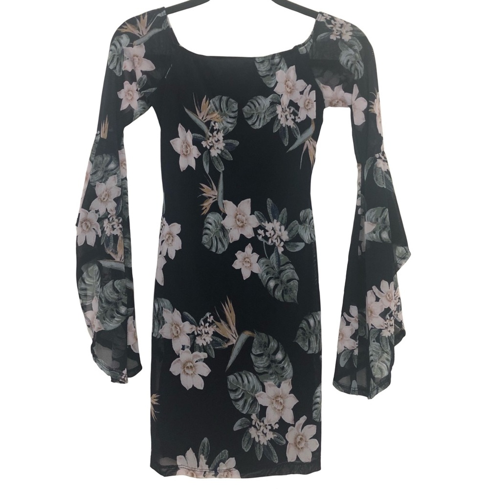 Floral Long-Sleeve Bodycon Dress